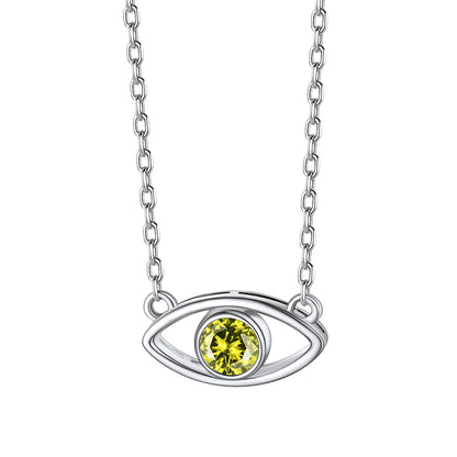 Sterling Silver Birthstone Evil Eye Necklace For Women