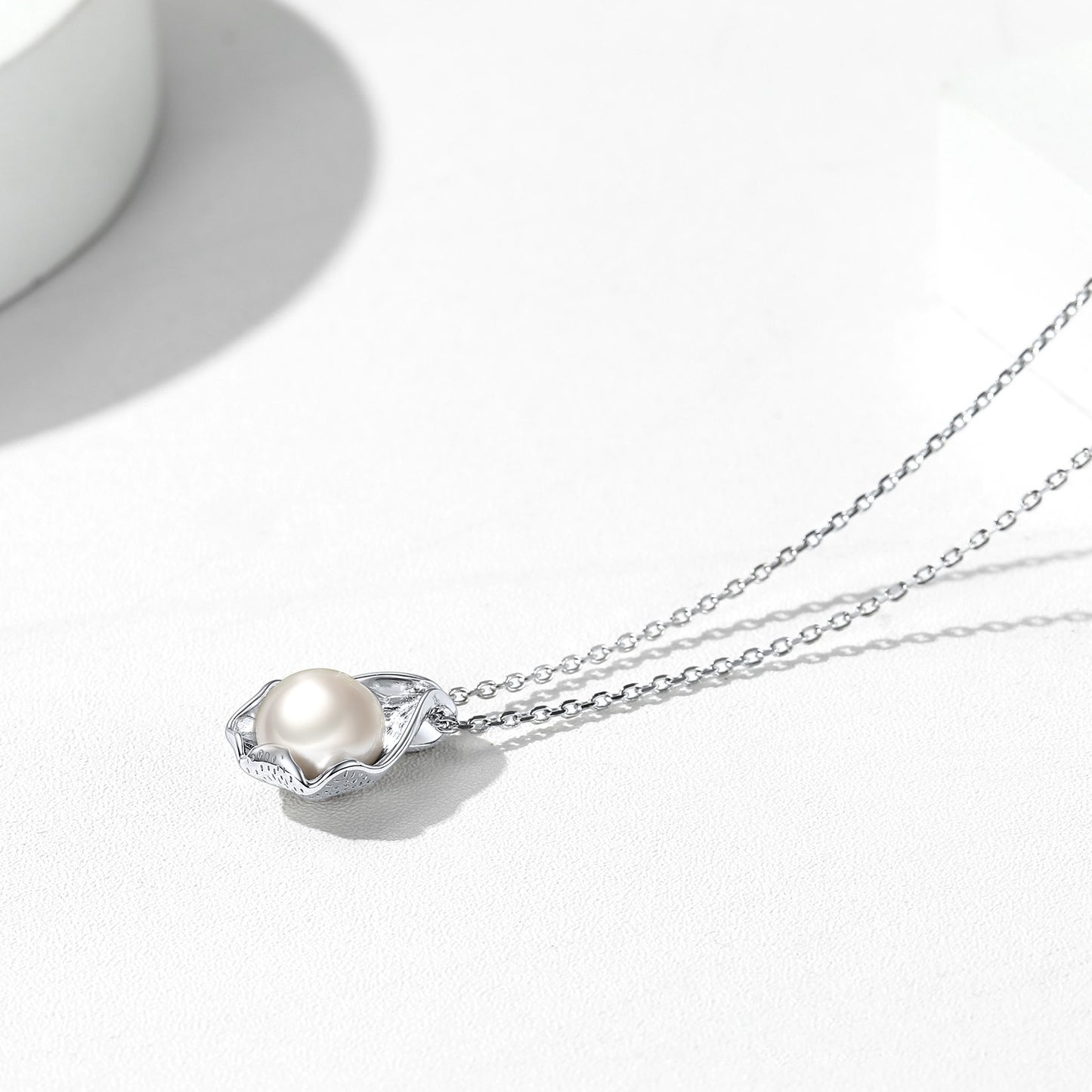 Sterling Silver Shell Pearl Pendant Necklace For Women