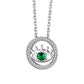 Sterling Silver Evil Eye Round Birthstone Necklace For Women
